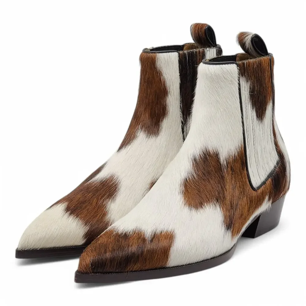 Christian Louboutin Cheliviss Low Boots - Hair-on Calf - Brown White 40 $1795